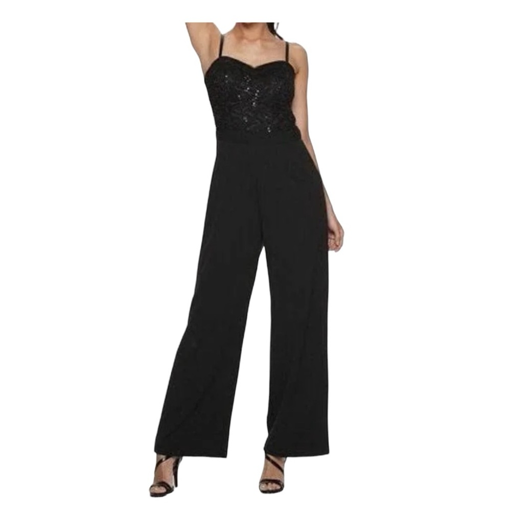 CANDIE’S BLACK JUMPSUIT, SIZE JR XL Prom/Formal